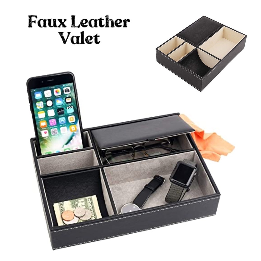 Guy Gift Night Table Multi Compartment Organizer Glasses Phone Organization Tray